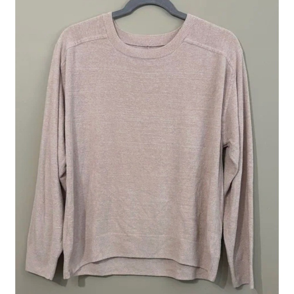 Barefoot Dreams CozyChic Lite Crewneck Sweater Seaside Pink BDWCL21765 Womens L